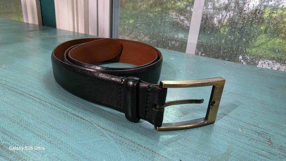 Men's Warehouse Full Grain ITALIAN LEATHER Belt black Made Italy 46-1002 Size 36